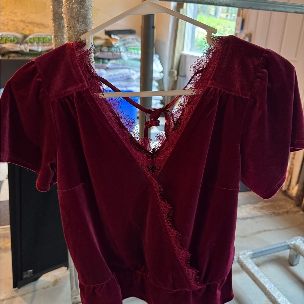 Abercrombie & Fitch Deep Red Velvet Blouse